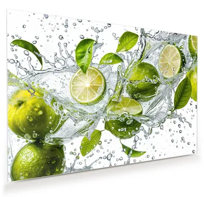 Produktbild von Glasbild 45x30cm in XXL für Wohnzimmer, Schlafzimmer Motiv Zitrusfrucht Spritzer