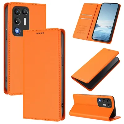 Produktbild von Handyhülle für ZTE nubia RedMagic 11 Air, Kunstleder Klapphülle Stoßfeste Magnetische Hülle mit Ständer Orange