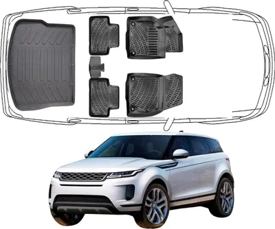Produktbild von 3D Fußmatten & Kofferraumwanne Auto Set Kompatibel mit Range Rover Evoque 1.Gen 2011-2018