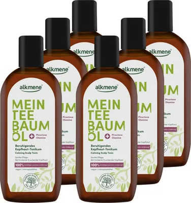 Produktbild von alkmene Mein Teebaumöl Kopfhaut Tonikum 6x 250 ml Juckreiz Linderung 100% bestätigt - vegan - beruhigendes Haarwasser