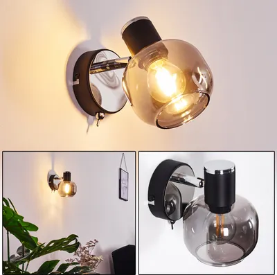 Produktbild von Perito »Perito« Wandlampe aus Metall/Glas in Schwarz/chrom/Rauchglas