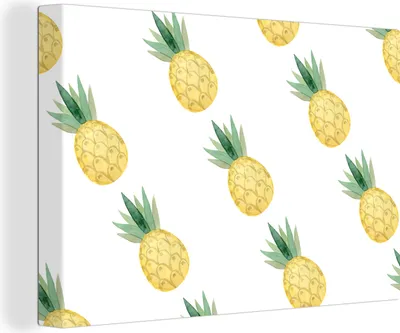 Produktbild von OneMillionCanvasses® - Leinwandbilder - 150x100 cm, Ananas - Obst - Muster, Wandbilder Kunstdruck Wanddekoration