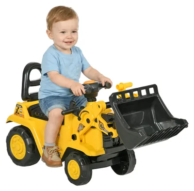 Produktbild von Sitzbagger Aufsitzbagger mit Schaufel Kinderbagger mit Stauraum unter Sitz Rutschauto Spielzeugbagger zum Sitzen bis 30 kg