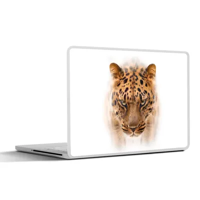 Produktbild von MuchoWow® Laptop Aufkleber Sticker Cover Leopard - Weiß - Gesicht 30x21 cm - Sticker für Laptop - Selbstklebend