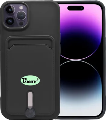 Image de Coque En Silicone Pour Apple Iphone 14 Pro 6,1 Pouces Noir Solide + Porte-Monnaie