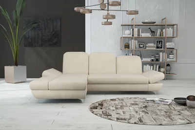 Produktbild von Ecksofa SCOTT L-form Farbe Monolith 04 Eckouch mit Schlaffunktion und Bettkasten, Ecksofa mit Verstellbare Kopfstützen, Wohnzimmer Polsterecke mit verstellbare Armlehnen
