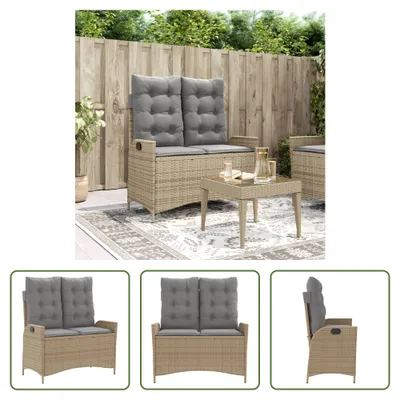 Immagine prodotto di The Living Store Panca da giardino regolabile con cuscino Beige Poly Rattan