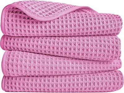 Produktbild von Famanu Handtuch Mikrofaser, 40 x 76 cm, 4 Stück - Rosa, Waffelstruktur