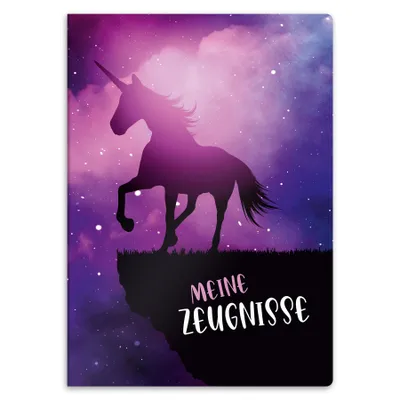 Produktbild von DIN A4-Zertifikatsmap mit robustem Motiv, robuste Dokumentenmap, Präsentationsbuch für Zertifikate - 20 robuste Taschen - für Kinder, Jugendliche, Studenten, Mädchen, Jungen (Magischen Einhörnermotiv)