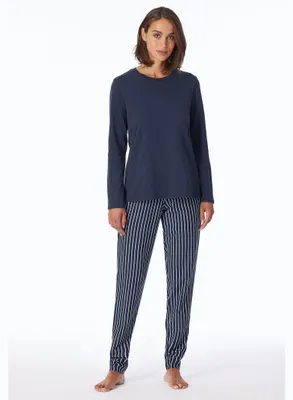 Image de Schiesser pyjama pantalon long Uncover bleu foncé pour femmes