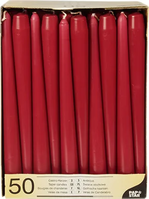 Zdjęcie produktu dla Papstar Leuchterkerzen bordeaux 25cm 50er