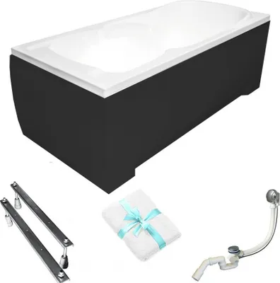 Obrázok produktu pre Aqua For You | Vaňa Besco Majka Nova – 170 x 70 cm – čierny obklad – antibakteriálna úprava