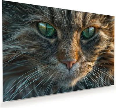 Produktbild von Glasbild 120x80cm in XXL für Wohnzimmer, Schlafzimmer Motiv Nahaufnahme Katze