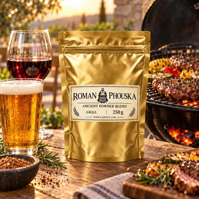 Imagen del producto de Mezcla de especias para asar a la parrilla, con chile, marca Roman Phouska, 250 g, Imagen generada por IA