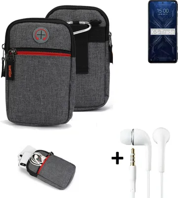 Produktbild von K-S-Trade Gürteltaasche + Kopfhörer kompatibel mit Xiaomi Black Shark 4 Pro Handy Tasche Holster Schutz Hülle Handy Hülle grau Zusatzfächer 1x