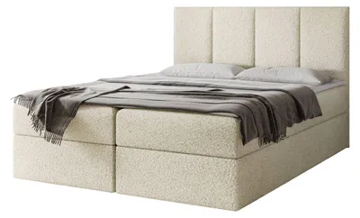 Produktbild von MIRJAN24 Boxspringbett Rebos Boucle, Ehebett mit zwei Bettkästen, Doppelbett mit Topper (Lambi 08, Größe: 140x200 cm)