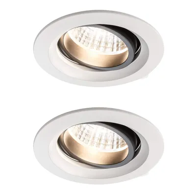Image de Ensemble de spots encastrables Paulmann Premium, pivotants, LED, 2 x 7W, 18VA, 230V/700mA, 110mm, blanc mat/aluminium
