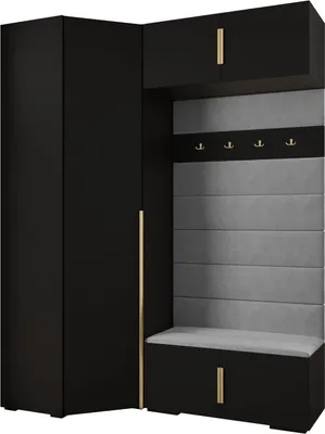 Produktbild von MEBLE KRYSPOL Inova 1 Möbelset Garderobe, 236,7x181,7x47cm - Schwarz, Manila 16, Gold