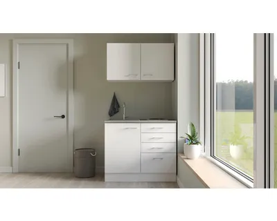 Obrázek produktu pro Minikuchyně se spotřebiči Flex Well Lucca 100 cm barva čela matně bílá barva korpusu bílá
