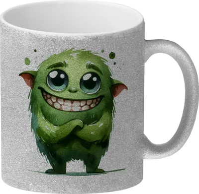 Produktbild von grünes Monster Glitzer-Kaffeebecher