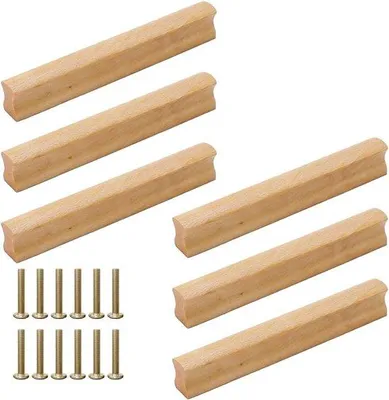 Immagine prodotto di Maniglie in legno per mobili - Maniglie per armadi - 6 pezzi