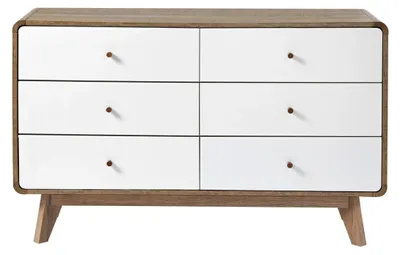 Image de CALICOSY - Commode 6 TiroirsReproduction Bois et Blanc - ALBURA