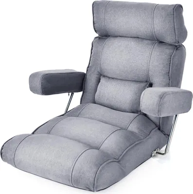 Produktbild von GOPLUS Bodenstuhl, Relaxliege mit Armlehne & Verstellbarer Rückenlehne, Bodensessel mit Schlaffunktion, Relaxsessel Meditationsstuhl Bodensofa, Grau