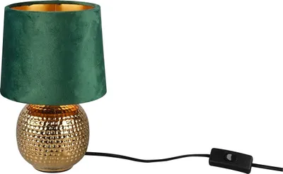 Produktbild von Reality Sophia Tischleuchte E14  ⌀16cm Goldfarbig Samtschirm Grün