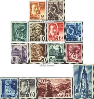 Produktbild von Briefmarken Franz. Zone-Baden 1948 Mi 14-27 (kompl.Ausg.) postfrisch Freimarken