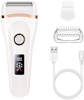Imagen del producto de Depiladora eléctrica para mujeres - Cargador USB - Tijeras - Para depilación - Incluye adaptador y estación de carga