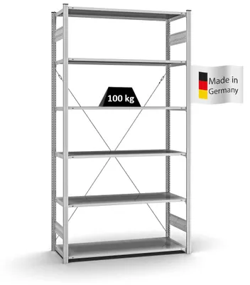 Produktbild von PROREGAL Profi-Lagerregal Stecksystem MAGNUS  Germany | HxBxT 250x130x50cm | Fachlast 100kg | Verzinkt