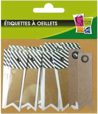 Produktbild von 20 gestreifte Kraft Etiketten - Wimpel + 20 Wimpel Kraft Etiketten
