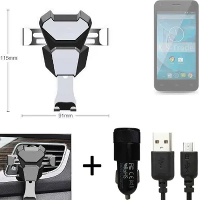 Produktbild von K-S-Trade KFZ Halterung kompatibel mit Qilive Q.4868 Halterung Lüftungshalterung Lüftungsschlitz schwarz-silber Autohalterung Handy inkl. KFZ