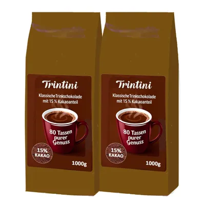 Produktbild von Trintini Trinkschokolade mit 15% Kakao 2x1000g