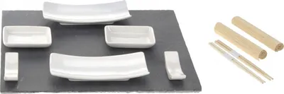 Obrázok produktu pre Sushi set 11 kusov Excellent Houseware, bridlica/porcelán, 30x24 cm, sivá/biela