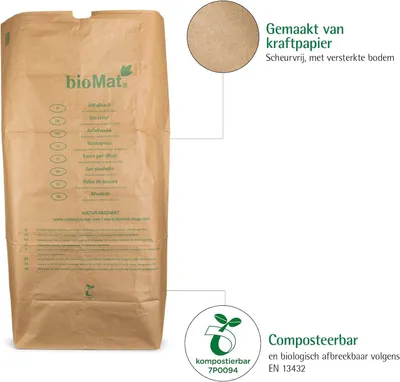 Produktbild von BioMat - Kompostierbare Papier-Containerbeutel - 1-lagig - 120/140 Liter