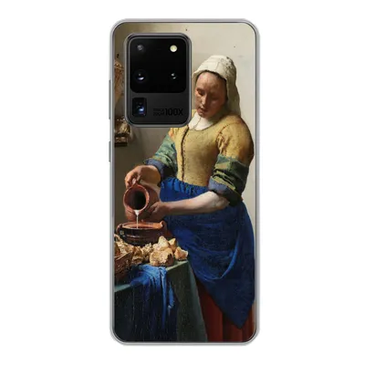 Produktbild von MuchoWow® Handyhülle Schutzhülle Hülle für Samsung Galaxy S20 Ultra Das Milchmädchen - Gemälde von Johannes Vermeer Silikon Softcase Handy Hülle - Karteninhaber