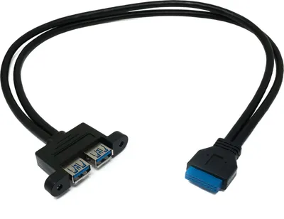 Produktbild von USB 3.0 Kabel 50 cm 20 Pin zu 2x Typ A Buchse Panel Mount 5 Gbit/s 100W | System-S
