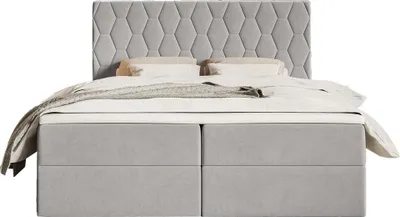 Produktbild von FEDVE Boxspringbett Wemio aus Velours 180x200 cm, Grau