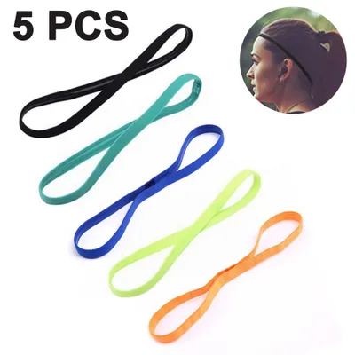 Produktbild von Sport Stirnband Dünn, 5 STK Antirutsch Elastische Stirnbänder, Sport Haarband Dünn für Damen, Frauen, Herren, Mädchen, Kinder, 5 Farben