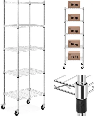 Zdjęcie produktu dla Regał magazynowy druciany ażurowy na kółkach 5 półek do 50 kg 60x45x186 cm