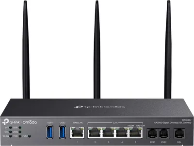 Obrázek produktu pro TP-Link Omada DR3220v-4G, Dvoupásmový (2,4 GHz / 5 GHz), Připojení na síť Ethernet, ADSL, ADSL2, Černá, Stolní router