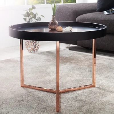Produktbild von riess-ambiente Extravaganter Couchtisch MODULAR 60cm matt schwarz kupfer rund inkl. Tablett  Beistelltisch Tisch