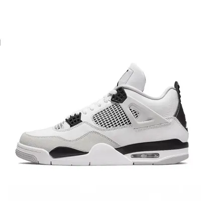 A side view of a Nike Air Jordan 4 sneaker.