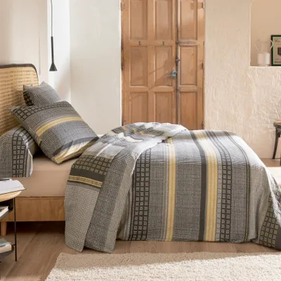 Produktbild von Bettwäsche aus Flanell mit geometrischem Muster und Kissenbezug