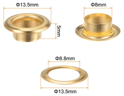 Produktbild von 100 Satz 8mm Loch Tš¹llen ?sen Set Runde Metall?sen mit Unterlegscheiben fš¹r Scrapbooking Schuhe Kleidung Leder Canvas Tasche DIY Planen (Gold Ton)
