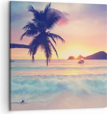 Produktbild von Bild auf Leinwand - Leinwandbild - Meer Strand Palme - 60x60cm - Wand Bild - Wanddeko - Wandbilder - Leinwanddruck - Bilder - Kunstdruck - Wanddekoration - Leinwand bilder - Wandkunst - AC60x60-3992