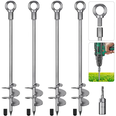 Bodenanker-Set, 4 Stück, 30 Zoll, Spirale, Stahl, für Trampolin & Schuppen