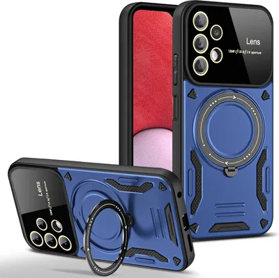 Produktbild von Rüstung Handyhülle für Samsung Galaxy A13 4G Dual-Layer Ringhalter Ständer Hülle Blau