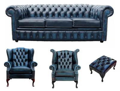 Produktbild von Sofagarnitur Chesterfield Design Set Polster Couch Garnituren Leder Textil #453